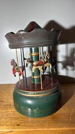 Vintage draaimolen muziekdoos met houten paarden.441, Ophalen of Verzenden