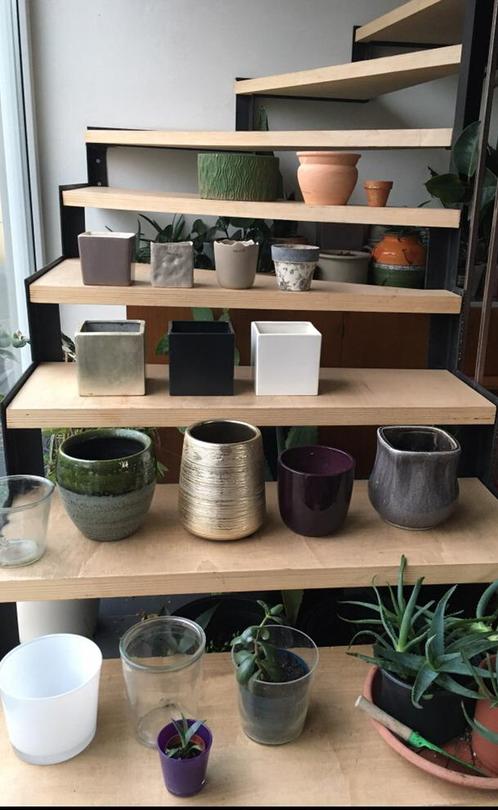 Diverse vintage bloempotten aardewerk glas terracotta, Tuin en Terras, Bloempotten, Zo goed als nieuw, Overige materialen, Binnen