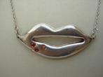 ZILVEREN KETTING MET HANGER/BARNSTEEN., Sieraden, Tassen en Uiterlijk, Antieke sieraden, Verzenden, Zilver, Hanger, Met edelsteen
