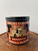 Vintage rond Douwe Egberts blik in zwart, goud en goud, Ophalen of Verzenden, Gebruikt, Koffie, Douwe Egberts
