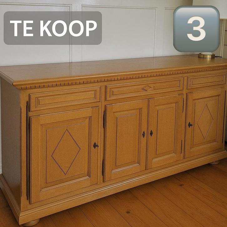 Houten Dressoir met deuren en lades, Huis en Inrichting, Kasten | Dressoirs, Gebruikt, 150 tot 200 cm, 50 tot 75 cm, Met lade(s)