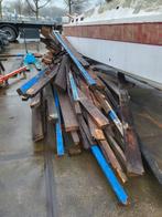 Partij grote balken en bielzen, Doe-het-zelf en Verbouw, Hout en Planken, Ophalen, Balk, Vuren, 50 mm of meer