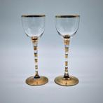 Gouden Gestreepte Wijnglazen - Set van 2, Antiek en Kunst, Ophalen of Verzenden