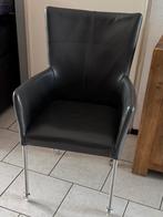 Eetkamerstoelen 4 stuks leder op wieltjes, Huis en Inrichting, Stoelen, Ophalen, Gebruikt, Metaal, Vier