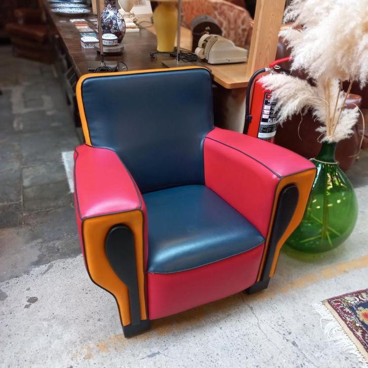 Lederen Hiphop chair. Peter van Zoetendaal, Huis en Inrichting, Fauteuils, Gebruikt, 50 tot 75 cm, 75 tot 100 cm, Ophalen