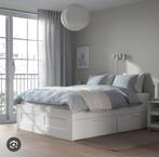 IKEA BRIMNES 2-persoons bed, 140x200, Ophalen, Wit, Tweepersoons, 140 cm