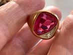 Geweldige vintage gouden ring edelstenen Robijn Diamand 14 k, 18 tot 19, Verzenden, Zo goed als nieuw, Met edelsteen