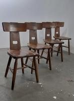 Brutalist eiken eetkamerstoelen jaren 60, Huis en Inrichting, Stoelen, Ophalen, Bruin, Hout