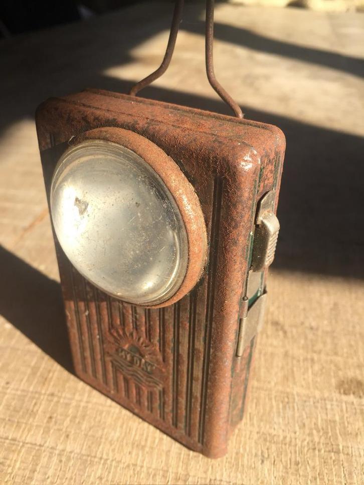 Vintage IJzeren Zaklamp - My Day, Antiek en Kunst, Antiek | Overige Antiek, Ophalen of Verzenden
