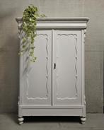 Antieke witte Biedermeier meidenkast vintage kast demontabel, Ophalen of Verzenden