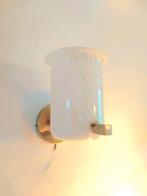 Vintage Wandlamp Glas & Messing murano swirl, Ophalen of Verzenden, Gebruikt, Glas, Vintage