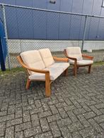 Poul Jeppesen ( PJ ) Danmark - bankje met fauteuil - teak, Antiek en Kunst, Ophalen