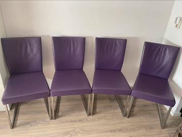 ZGAN Bert Plantagie design eetkamerstoelen Misty purple leer beschikbaar voor biedingen