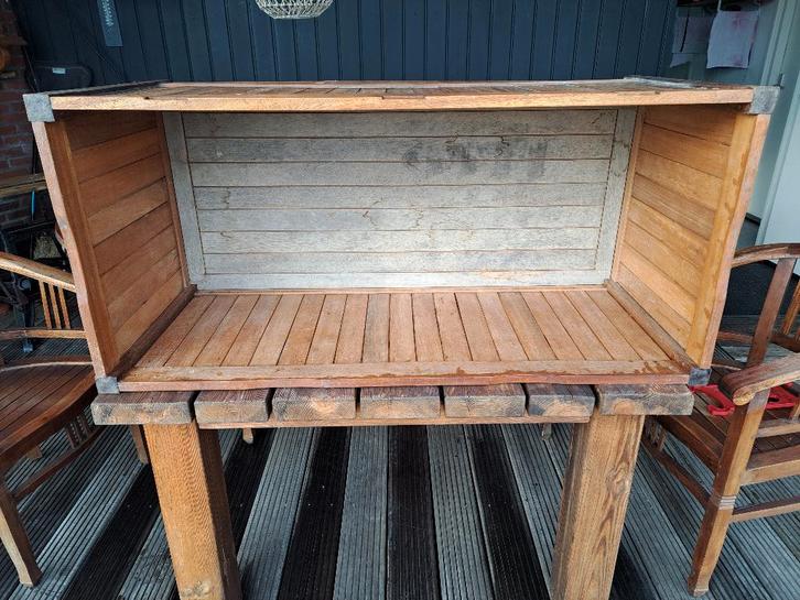 teak houten Bak /Kist /  dieren hok, Tuin en Terras, Bloembakken en Plantenbakken, Gebruikt, Hout, 30 tot 60 cm, 100 cm of meer