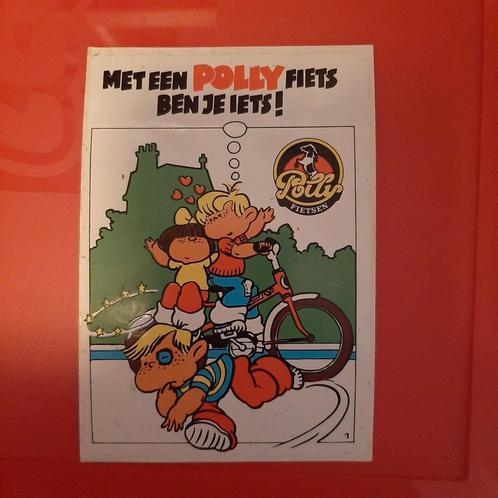 Vintage sticker met een Polly fiets ben je iets! Sticker 1, Verzamelen, Stickers, Zo goed als nieuw, Overige typen, Ophalen of Verzenden