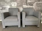 Twee grijze fauteuils, Ophalen, Gebruikt, 75 tot 100 cm, Stof