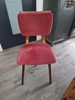 Vintage eetkamerstoel roodroze fluweel  pastoe stijl, Ophalen, Gebruikt, Overige kleuren, Leer