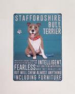Staffordshire Bull Terrier eigenschappen metalen reclamebord, Info@deconoord.nl, Verzenden, Deco Noord, Nieuw