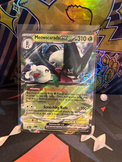 Meowscarada EX, Hobby en Vrije tijd, Verzamelkaartspellen | Pokémon, Zo goed als nieuw, Meerdere kaarten, Ophalen of Verzenden