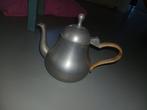 Vintage tinnen theepot met rieten handvat – sfee, Ophalen of Verzenden