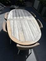 Bellagio Tuintafel (Kees Smit) met 6 stoelen en hoes., Huis en Inrichting, Ophalen, Gebruikt, 100 tot 150 cm, Teakhout