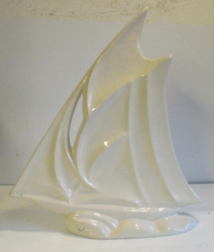 zeldzame art deco craquelé Fontinelle zeilboot boot, Antiek en Kunst, Antiek | Keramiek en Aardewerk, Ophalen