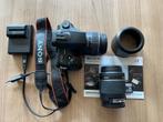 SONY camera SLT-A65V met 2 lenzen en zonnekap, Spiegelreflex, Sony, 24 Megapixel, Zo goed als nieuw
