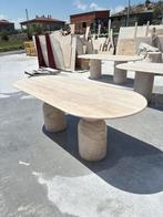 NIEUWE TRAVERTINE EETTAFELS OP MAAT, 200 cm of meer, Zo goed als nieuw, Rechthoekig, 50 tot 100 cm