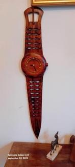 Vintage houten buigzame Horloge Klok 99cm, Huis en Inrichting, Ophalen, Gebruikt, Wandklok