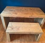 Houten steigerhouten bureau met bank, Ophalen, Zo goed als nieuw, Bureau