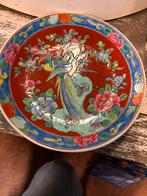 Vintage Japanse Fazantplaat Oranje  met de hand geschilderd, Ophalen of Verzenden