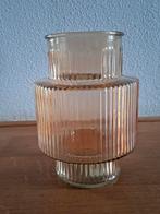 Oranje ribbelglazen vaas, Oranje, Ophalen of Verzenden, Minder dan 50 cm, Glas