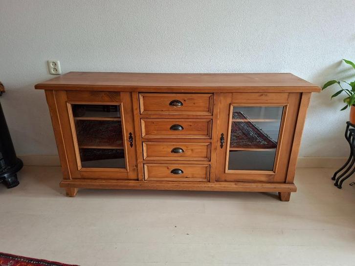 1 mooi lichtbruin houten kast/dressoir/tv-meubel met 4 laden, Huis en Inrichting, Kasten | Dressoirs, Gebruikt, 150 tot 200 cm