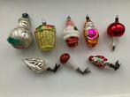 8 oude antieke vintage kerstballen figuurtjes paddenstoelen, Ophalen of Verzenden, Gebruikt