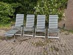 Crespo Campingstoelen - 4 Stuks + Voetsteun, Ophalen, Gebruikt, Textileen, Verstelbaar