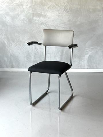 Ahrend de Cirkel eetkamerstoel vintage buisframe zwart grijs beschikbaar voor biedingen