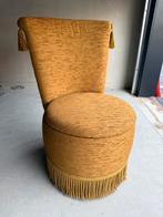 Vintage Crapaud Bourdoir stoel - Frans - Oker geel, Huis en Inrichting, Fauteuils, Niet bekend, Minder dan 75 cm, Zo goed als nieuw