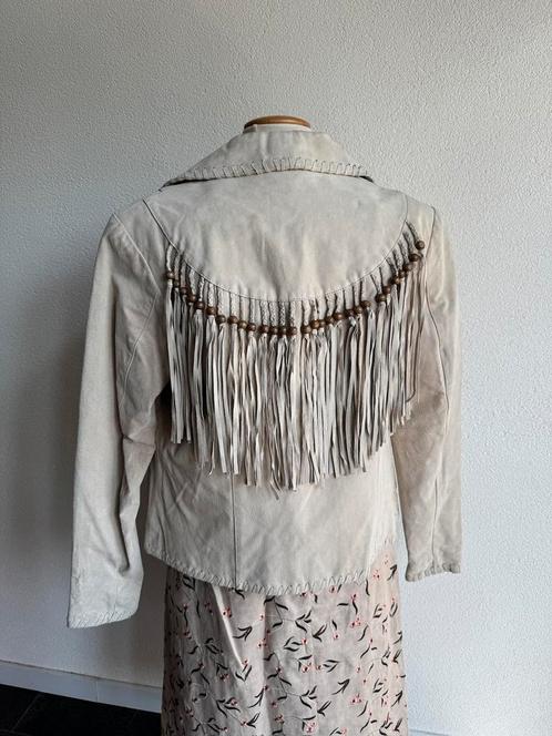 Vintage Y2K beige western leren suede jack met franjes, Kleding | Dames, Jassen | Zomer, Zo goed als nieuw, Maat 42/44 (L), Beige