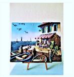 3D schilderij op ezel mediterrane /18 x 23 x 2 cm, Minder dan 50 cm, Gebruikt, Ophalen of Verzenden, Schilderij