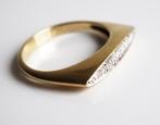 14 krt gouden navet-ring met diamanten, Sieraden, Tassen en Uiterlijk, Antieke sieraden, Ophalen of Verzenden, Goud, Ring, Met edelsteen