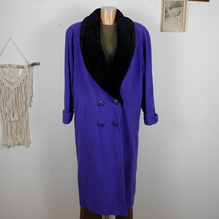 Gil Bret paars maxi jas met zwarte faux bont kraag 38 40, Kleding | Dames, Jassen | Winter, Zo goed als nieuw, Maat 38/40 (M)