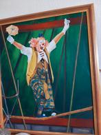 Clown op koord - Schilderij uit 1978, Antiek en Kunst, Kunst | Schilderijen | Klassiek, Ophalen of Verzenden