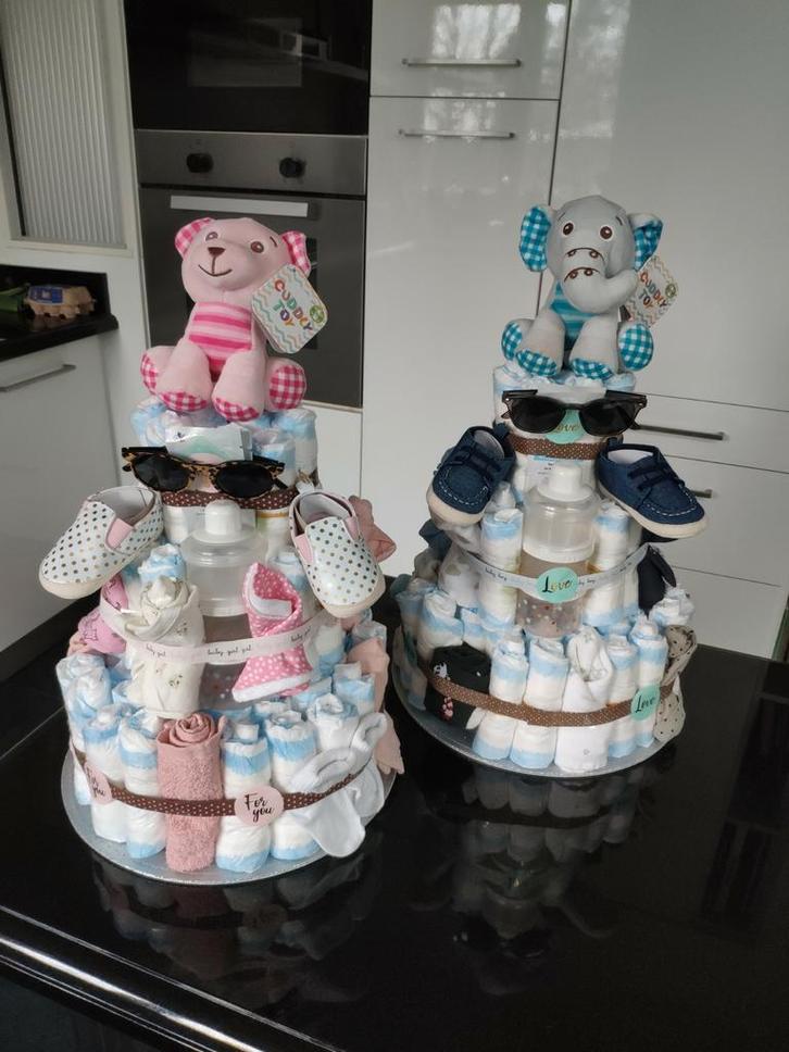 Luiertaart voor tweeling kraamkado op aanvraag, Kinderen en Baby's, Kraamcadeaus en Geboorteborden, Nieuw, Kraamcadeau, Ophalen