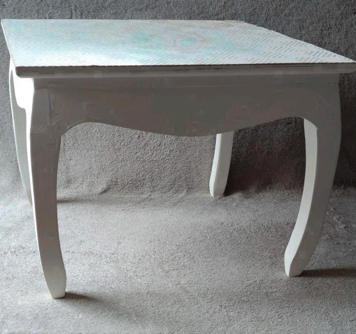 Xenos vierkant bijzettafeltje - hout - wit - 50x50x38cm, Huis en Inrichting, Tafels | Bijzettafels, Gebruikt, Vierkant, Minder dan 45 cm