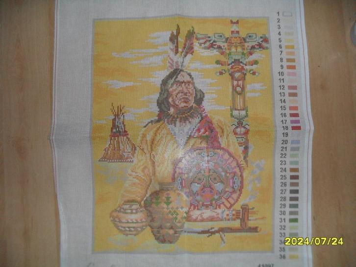 NIEUW Voorbedrukt stramien Indiaan Lanarte. Verkoop Ook DMC, Hobby en Vrije tijd, Borduren en Borduurmachines, Nieuw, Onderdeel of Toebehoren