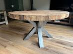 Mooie stoere ronde eettafel industrieel (type Bassano), Huis en Inrichting, Tafels | Eettafels, Ophalen, Gebruikt, Rond, Industrieel stoer