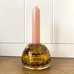 Glazen kaarsen standaard spijkerglas bruin, Antiek en Kunst, Antiek | Glas en Kristal, Verzenden