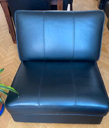 Ikea KIVIK 1-persoonsbank in zwarte leer - afbeelding 1