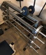 4 x stang barbell halterstang 14, 16, 20 en 28kg + dumbell, Ophalen, Gebruikt, Benen, Halterstangen