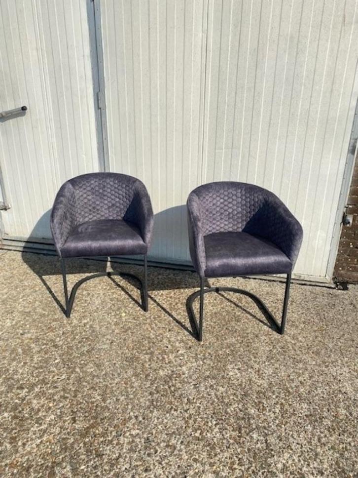 2 stuks eetkamer stoelen Pellaro tower living antraciet stof, Huis en Inrichting, Stoelen, Nieuw, Twee, Metaal, Stof, Grijs, Ophalen